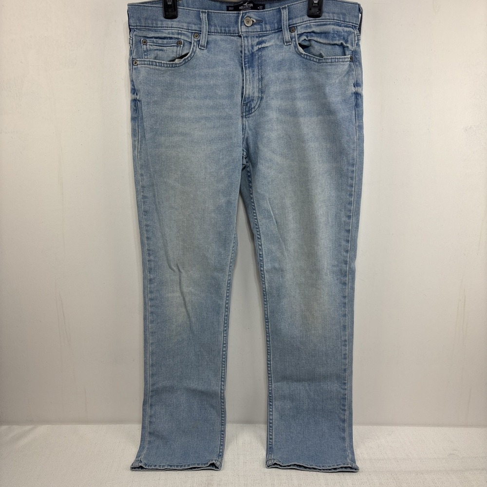Hollister Mens Epic‎ Flex Slim Straight Light Wash Jeans Size 32x30